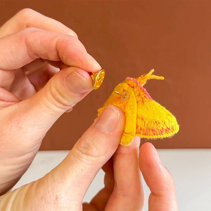 Rosy Maple Moth Embroidered Brooch ✦ Animal Pin