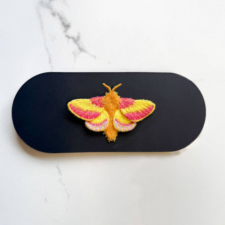Rosy Maple Moth Embroidered Brooch ✦ Animal Pin