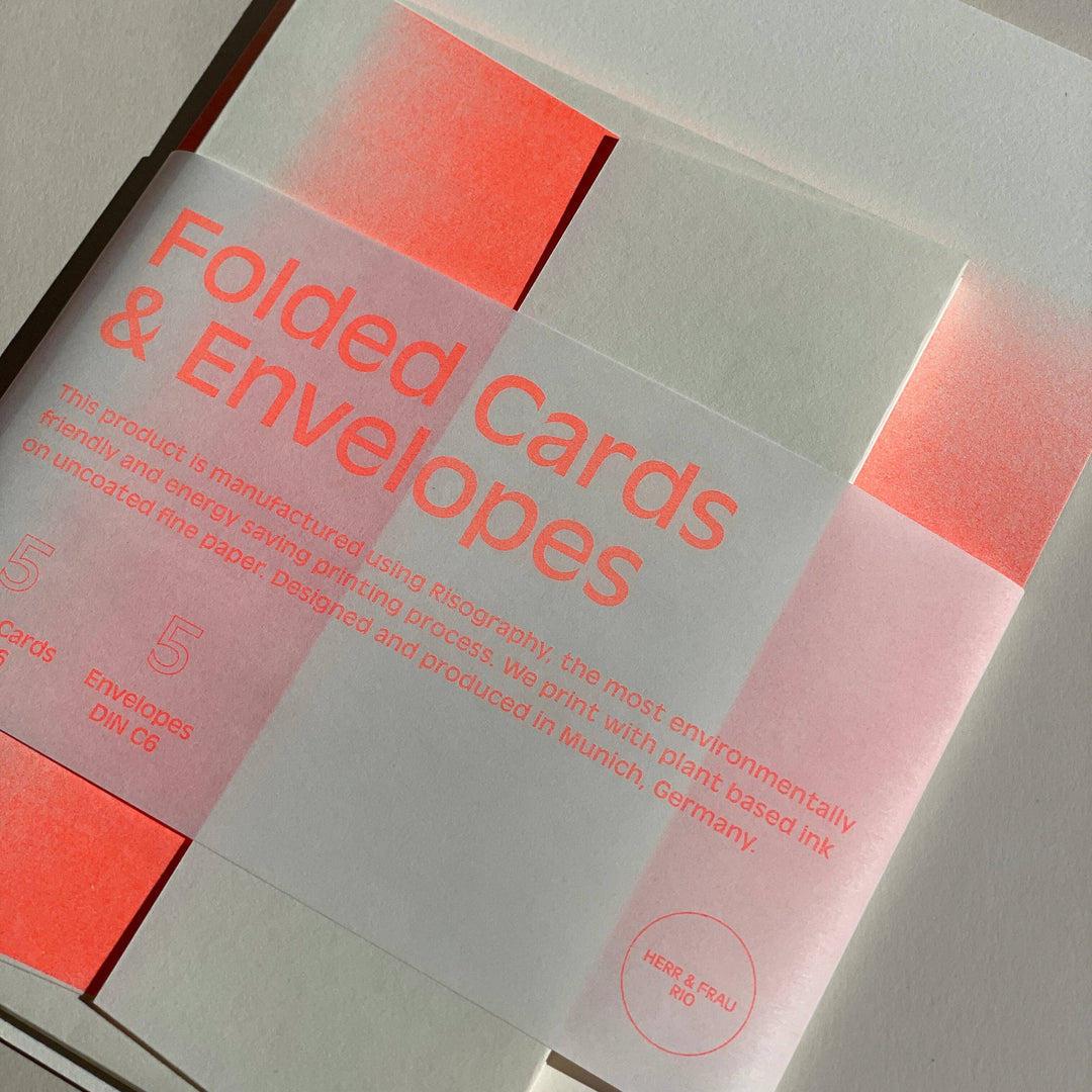 Glow Risograph Stationery Set | Blank Greeting Cards & Envelopes | Neon Gradient