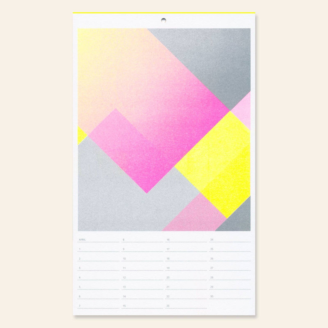 Risograph Perpectual Birthday Calendar with geometric pattern on a white background