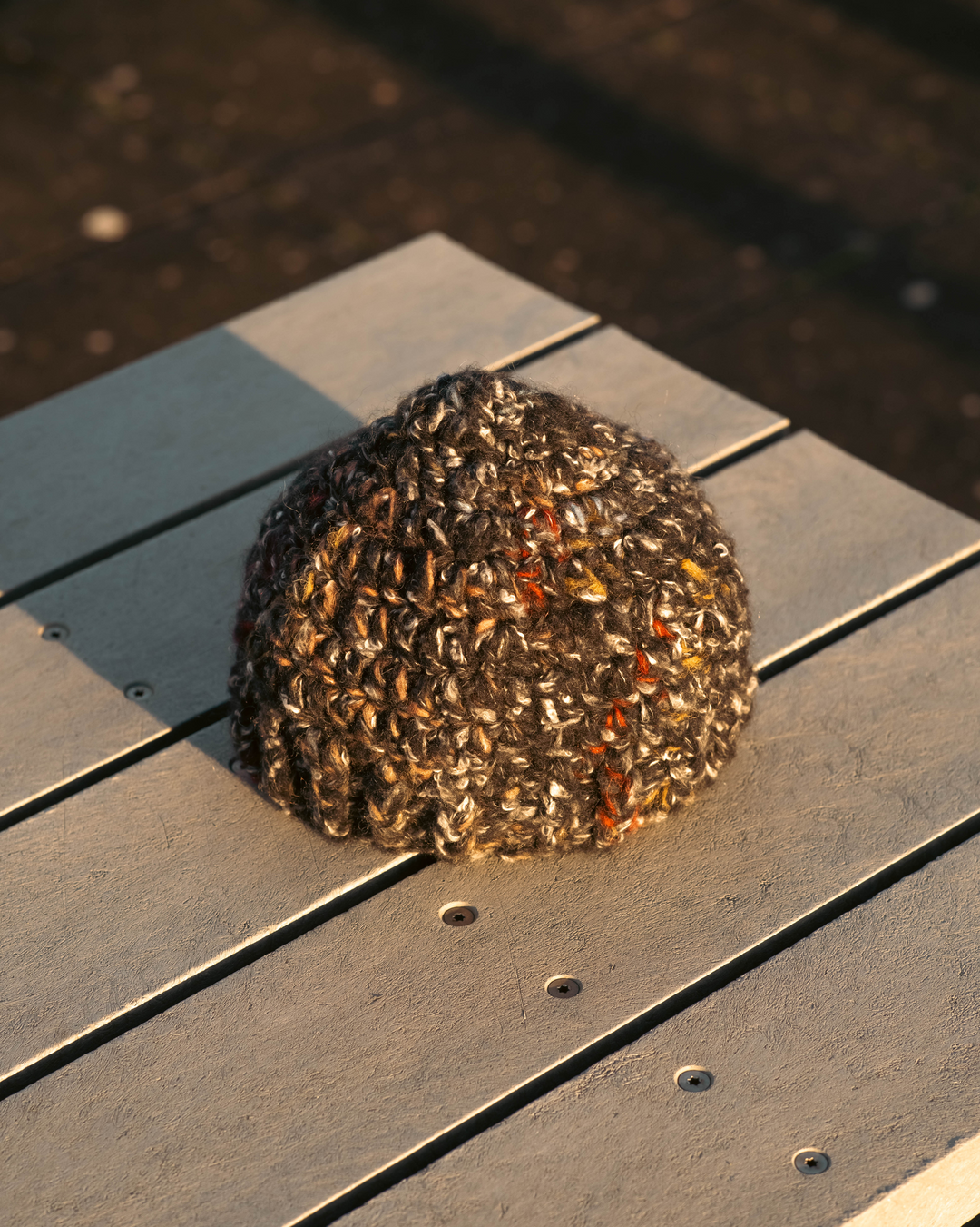 Dark Grey beanie on a table
