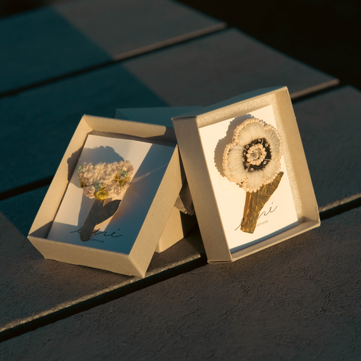 White Flower Brooch