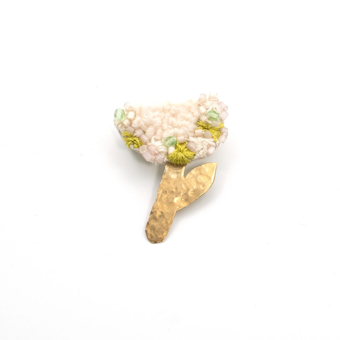 The front of the handmade hydrangea brooch